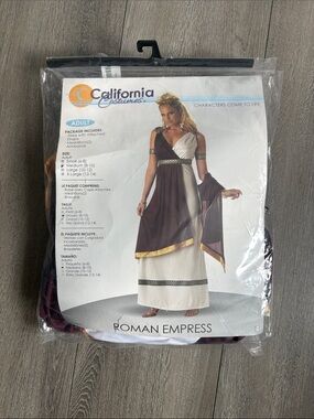 California Costumes Roman Empress Outfit - White & Burgundy with Gold Trim
